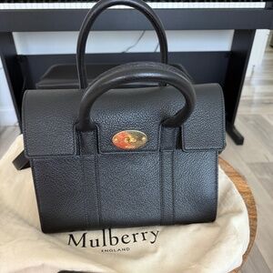 Mulberry Small Bayswater Tote in Black Grained Leather
